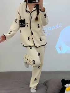 100 % cotton pyjamas girls spring and autumn long sleeve cotton new cardigan student dormitories can wear home wear outfits