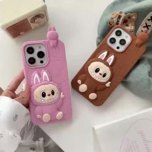 3D Labubu Silicone Phone Case for iPhone 13 14 15 16 Pro Max casing Soft silicone protective cover for iPhone16 case