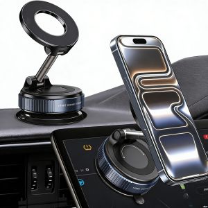 Vacuum Magnet Car Bracket Multi-angles Adjustment Upgraded Version Strong Magnetic Suck Foldable Car Navigation Phone Holder
