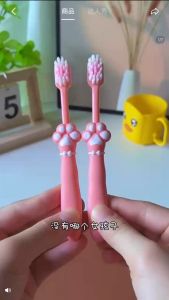 PrettyFloral~6in1 Set Cute Cartoon Cat Claws Design Kids Soft Bristle Toothbrush Baby Toothbrush