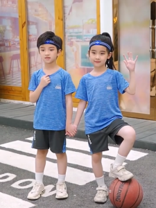 LJMOFA Sport Suit for Kids 4-13 Yrs Breathable Short Sleeved Shorts Kids Sports Suit for Boy Girl