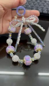 Victtoria Handmade ribbon bagcharm gantungan kunci pita premium phone strap aksesoris tas kristal