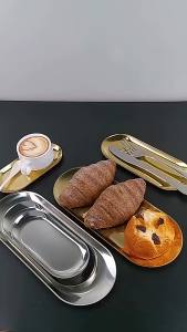 Stainless Steel Gold Dining Plate Dessert Plate Nut Fruit Cake Tray Snack Kitchen Plate Western Steak Kitchen Plate Dish Tray