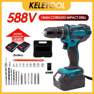 588V Cordless Electric Impact Drill 3 In 1 13mm Hand Hammer Drill Screwdriver for household hardware tools