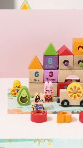 BYJ Wooden Farm Blocks Ages 3+ Stackable City Educational for Kids