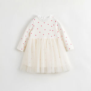 Marc&Janie | Deer Velvet Heating Mesh-spliced Dress for Girls Winter
