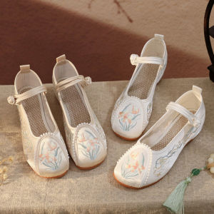 Giày Vải Cao Gót Thêu Phong Cách Cổ Điển Cho Nữ Giày Vải Bắc Kinh Truyền Thống Giày Mẹ Giày Vải Thêu Họa Tiết Hoa Mùa Xuân Thu