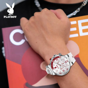 นาฬิกาลำลอง PLAYBOY สำหรับใหม่ผู้ชาย2024 - จับเวลาไอเดียของขวัญหน้า ปัดเรืองแสงสำหรับแฟนหนุ่ม