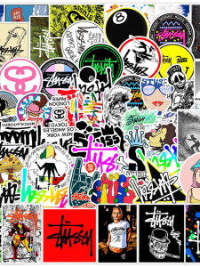 Stussy Streetwear Graffiti Stickers 100 Pcs Waterproof Decal for Skateboard Guitar Car Luggage Notebook Tablet PVC