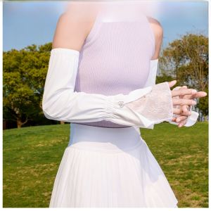 Miiow | Cat Lady Sun Protection Sleeve Covers Womens Summer Ice Silk Lace Arm Protector New Style UV Protection Breathable Driving Cycling Hand Sleeve