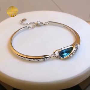 Lắc Tay Kiềng Bạc Nữ (BẠC THẬT 100%) Vòng Tay Bạc Nữ Đính Đá Topaz Cao Cấp - LK1330 - Bảo Ngọc Jewelry