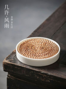 Bộ Trà Gốm Sứ Trắng Đan Bằng Tre Đơn Giản Dùng Tại Nhà Bát Đĩa Đựng Trà Khô Phong Cách Nhật Bản Bộ Trà Gốm Sứ Pha Trà Trà Đạo