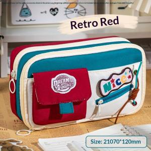 Retro American Pencil Case Classic Style High Aesthetic Large Capacity for Creative Use