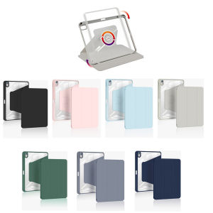 360° Rotation Stand Case For Samsung Galaxy Tab S6 Lite Wi-Fi / LTE 10.4-inch Model SM-P610 SM-P613 SM-P615 SM-P619 Clear Acrylic Smart Leather Flip Cover With Pen Slots Holder