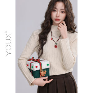 YOUXIANG | Áo Len Cổ Trụ Form Ôm Phong Cách Vintage