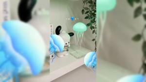 🔥Hot🔥บรรยากาศไฟกลางคืนควบคุมเสียง Type-C ชาร์จการ์ตูนแมงกะพรุนรูปร่าง Night Light RGB Gradient