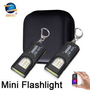 Powerful Mini COB LED Keychain Flashlight USB Rechargeable Hanging Work Light Waterproof Keyring Camping Walking Pocket Lamp