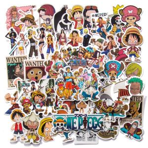 Bandai | 50/100Pcs Japan Anime One Piece Figure Luffy Toy Sticker Notebook Motorcycle Skateboard Computer Mobile Phone Stickers Toy Gifts