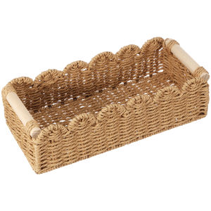 Handmade Woven Storage Basket Tea Table Sundries Organize Desktop Snacks Cosmetics Storage Basket Vintage Home Toys Container