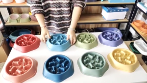 PAW HERO Pet Dog Cat Slow Eating Food Bowl Pet Dog Bowl Anti-Choking Slow Feeder Bowl Pet Bowl Puppy Kitten (Blue)