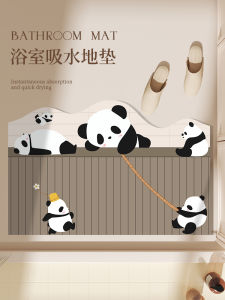 Quick Dry Anti Slip Soft Silicon Dendroid Bathroom Toilet Door Mat Panda Carpet Bathroom Mat Modern Simple Style Home Use Rug