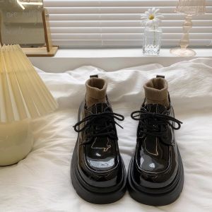 Black Thick Bottom Heightening Womens Loafers Japanese Style College Style round Toe mid Heel Deep Mouth Fashion Single Shoes