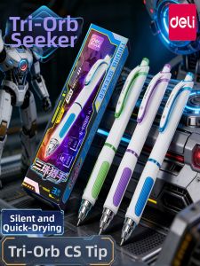 deli | Shock-Absorbing Smooth Quiet Student Exam Pen 3-Ball CS Head
