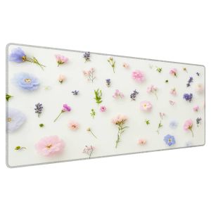 แผ่นรองเมาส์ลายดอกไม้ขนาดใหญ่ 1 ชิ้น - หลายขนาด ขอบเย็บกันลื่น สำหรับตกแต่งโต๊ะทำงานที่บ้านหรือสำนักงาน เหมาะเป็นของขวัญ