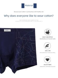 Mens Cotton Boxer Shorts Breathable Comfortable Underwear Pure Cotton Sporty mid Waist Briefs Youth Flat Angle Pants