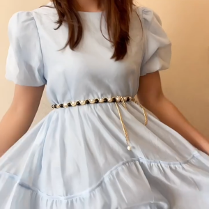 Hot SaleCANAMEK Elegant Women Pearl Belt Waist Chain Elastic Buckle Pearl Chain Belt Female Clothing Accessories