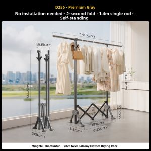 MINGZHI | Folding Small Floor-standing Balcony Indoor Auto Rise & Fall Expandable Clothes Rack