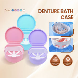 Braces/Denture Bath Case Built-In Filter Basket for Soaking & Cleaning Dentures Portable Kotak Penyimpanan Pendakap Gigi 牙套收纳盒
