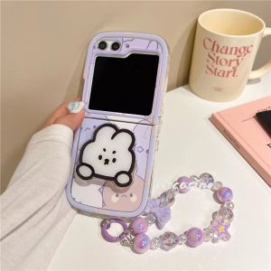 (CÓ SẴN)Ốp samsung Zflip5 - Zflip3 - Z Flip4 - Z Flip5 - Z FLIP 3 - Z Flip3 - Zflip4 - Z Flip 4  thỏ kèm socpoke dây đeo hạt siêu dễ thương