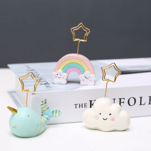 Office Desktop Photo Stand Clip Note Holder Snap Picture Instant Camera Message Clip Resin Cartoon Happy Beans Series