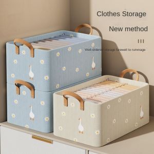 Japan Large Storage Bag Clothes/Quilt Storage bag With Cover Organizer Oxford Fabric Foldable Shelf Box Foldable Large Clothes Storage Box Wardrobe Closet Drawer Storage Basket Underwear Organizer 26L Steel frame clothes and pants storage box Large