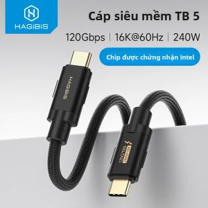 Cáp Hagibis Thunderbolt 5 Băng Thông 120Gbps Sạc 240W Đồng Bộ Hóa Dữ Liệu 80Gbps USB-C Sang Thunderbolt 4 Tương Thích Với 16K/8K