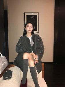 District Ouyang Contrast Color Wool Reversible Woolen Coat Womens Winter Small Short Woolen Fancy Woolen Outwear