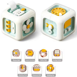 6 in 1 Montessori Educational Toys Educational Toys for Girl Boy Sensory Busy Board Baby Practice Skills Drawer Cube Fidget