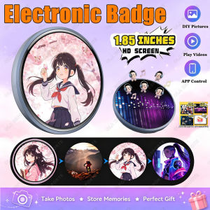 Electronic Badge 1.85 HD Display Screen Bluetooth GIF Video Playback Touch Screen LED Audible Video Play Dynamic SmartBadge Bw01