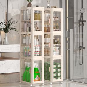 Mobile Bathroom Storage Cabinet Grass Reed Family Home Organizer Drawer Style Shelf Bathroom Gap Utilizer Floor Standing