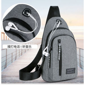 Atdiva Tas Selempang Pria / Cross Bag Import / Tas Bahu Dada Dengan Lubang Earphone