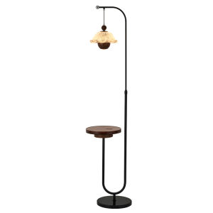 DGY | Retro Walnut Style Living Room Bedside Floor Lamp