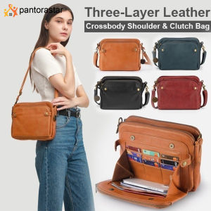 [pantorastar] Women Crossbody Shoulder Bags Three Layer Leather 2023 Fashion Shoulder Handbag Messenger Bag Clutch Bag