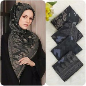 HIJAB VOAL SEGI EMPAT / HIJAB SEGI EMPAT VOAL PREMIUM LASER CUT / JILBAB VOAL MOTIP PRINTING