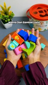 Mainan Edukasi Anak Blok Bangunan Kayu 50 / 100 pcs Building Blocks Puzzle MK112