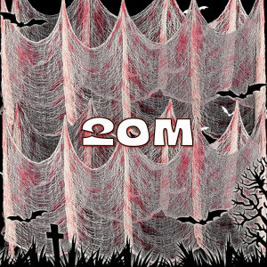 20M Halloween Black Gauze Spooky Blood Fabric Cloth Large Hanging Gauze for Haunted House Scene Props Halloween Party Decoration