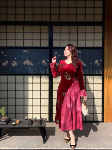 GLEC | Elegant Chinese Style Velvet Dress