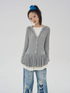 TakeCare Double Layer Knitted Hat Embellished Puff Skirt Fake Two-Piece Polyester Fiber Winter Fashion Womens Dress