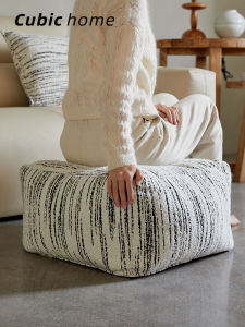New Chinese Style Black White Cotton Linen CBhome Zuo Dun Pillow Living Room Sample House Zafu Sofa Stool Artistic Style