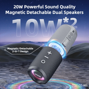 Zealot | Zealot-M5 Magnetic Bluetooth Speaker 2-in-1 Power on Couplet Mini Speaker Macaron Color Dual Channel RGB Light Bluetooth 5.4 Spe